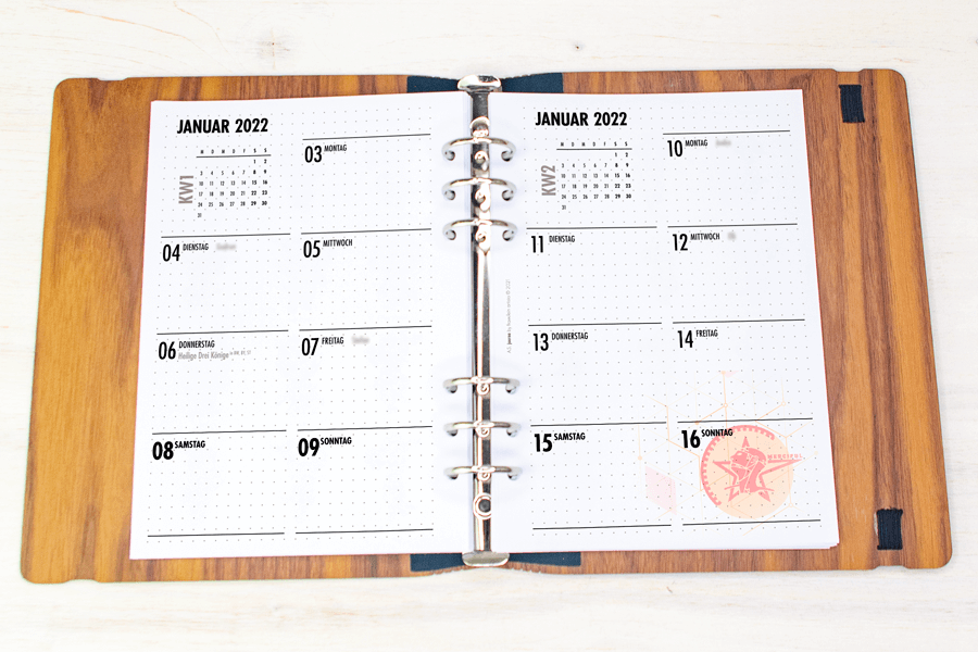 Individualisierung journa Planner Kalender Micha mit zusätzlichem Gestaltungselement